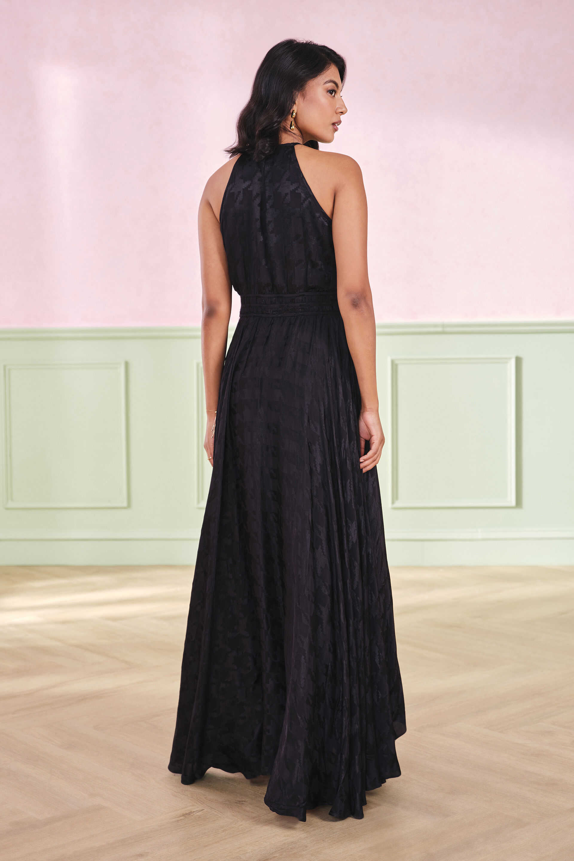 Starlight Swirl Black Viscose Maxi Dress, Black, image 3